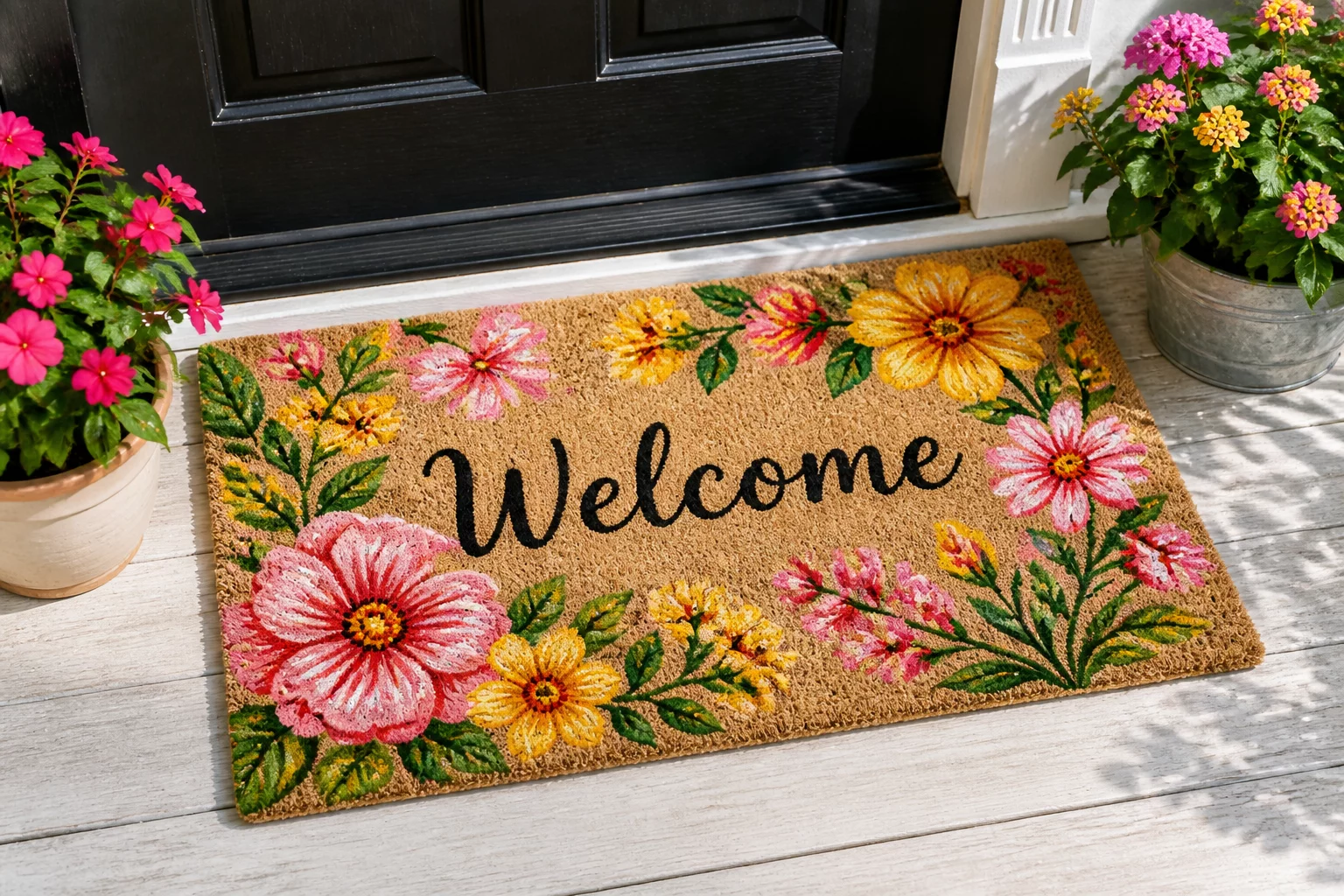 Floral Design Welcome Mat